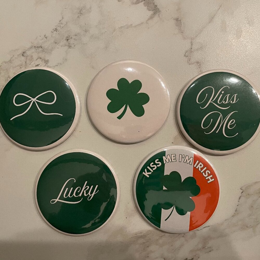 St. Patrick's Day Pin Badge Buttons - Set of 5